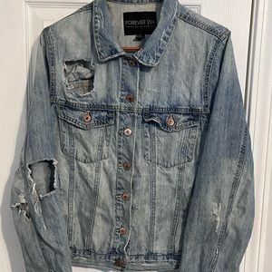 Forever21 Stressed Denim Jean Jacket.